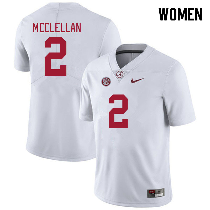 Women #2 Jase McClellan Alabama Crimson Tide College Footabll Jerseys Stitched-White